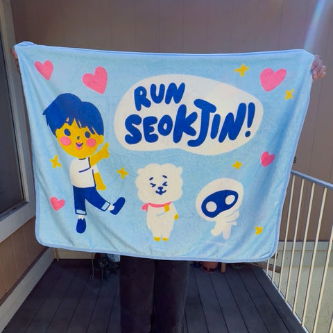 Run Seokjin Fleece Lap Blanket