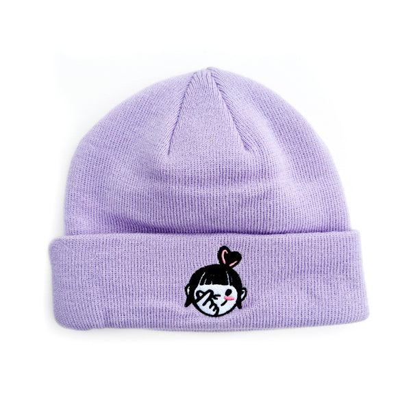 Finger Heart Girl Embroidered Beanie