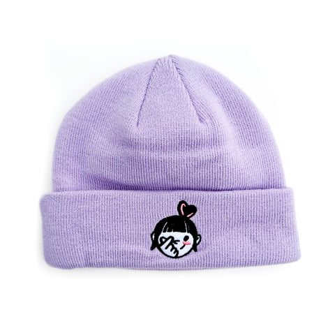 Finger Heart Girl Embroidered Beanie