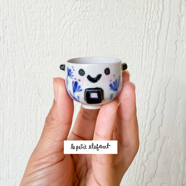 Blue and Pink Flower Mini Rice Cooker Ceramic