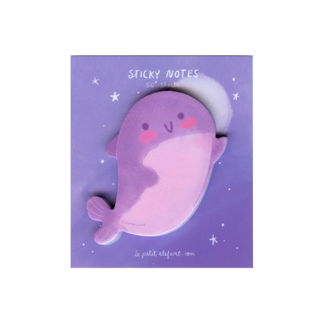 Purple Whale Sticky Notepad