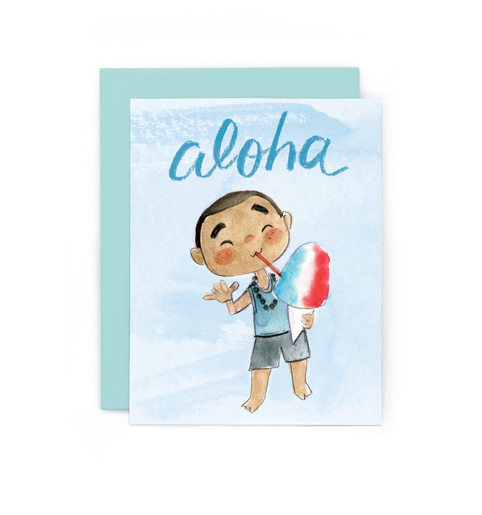 Aloha Shave Ice Boy Card