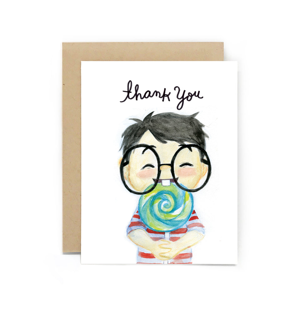 Sweet Tooth Lolipop Thank You Card