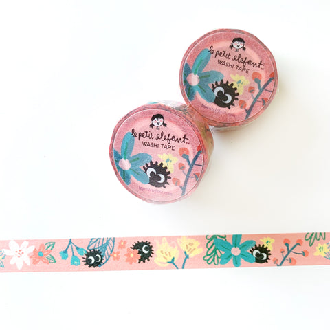 Pink Florals Soot Balls Washi Tape